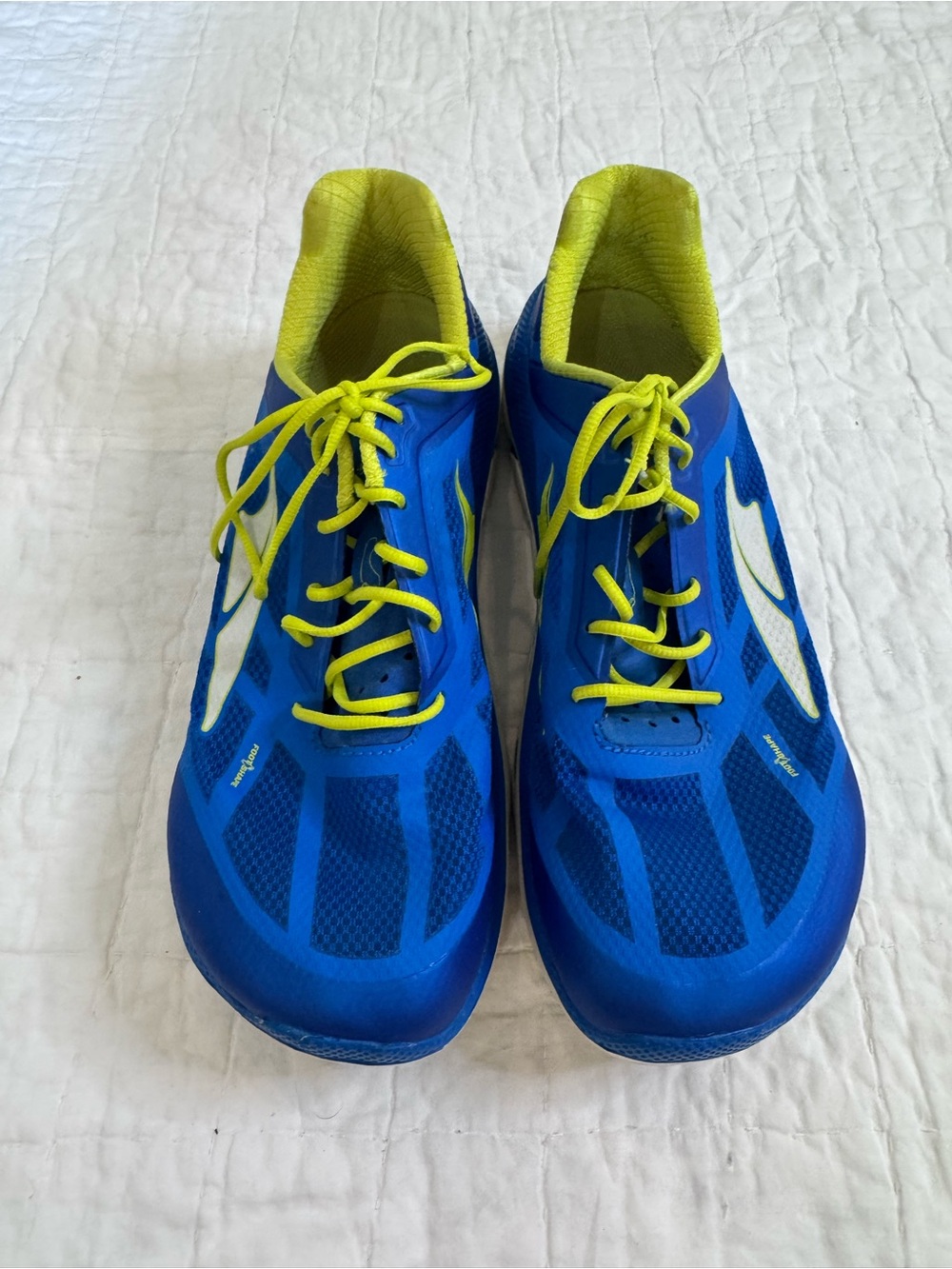 Men's Blue Altra Duo running Shoes with Yellow Accents size 10.5